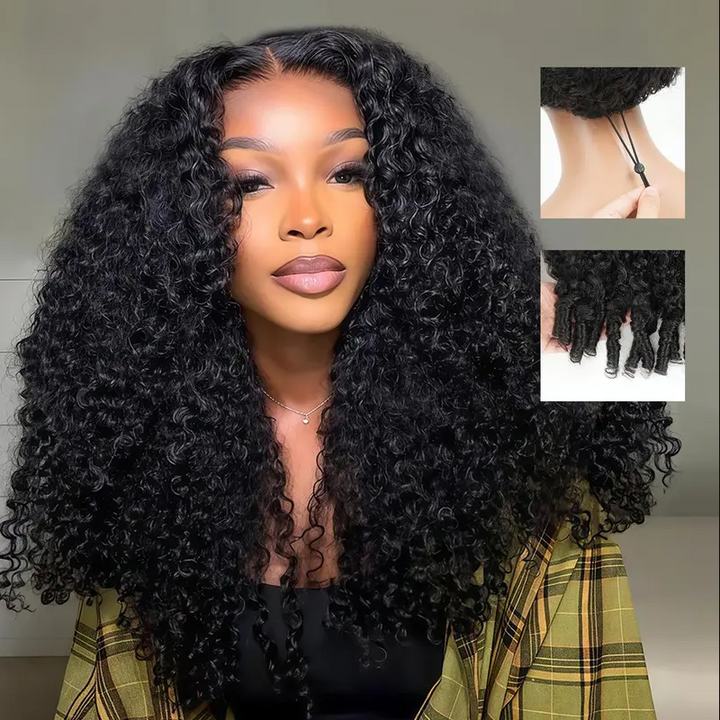 Affordable Burmese Curly Frontal Human Hair Wig Hot Selling Premium Hair Drawstring Wig With Finger Coil Ends