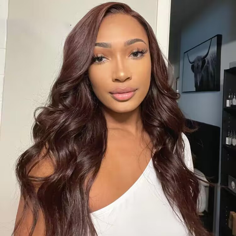 Chocolate Brown 360 Lace Frontal Wig Human Hair Wigs 180% Density 14-34inch