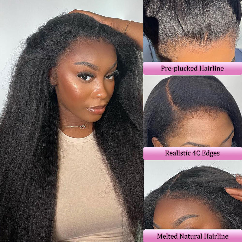 Type 4C Edges Wig | Wear and Go Glueless Kinky Straight 7×6/13×6 Human Hair Wigs