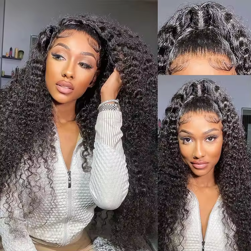 Raw Hair Super Double Drawn Curly 13×6 Full Lace Frontal Human Hair Wigs 250% Density - sterlyhair