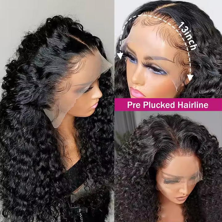 Raw Hair Super Double Drawn Curly 13×6 Full Lace Frontal Human Hair Wigs 250% Density - sterlyhair