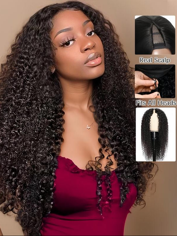 TikTok Hot | New Drawstring V Part Human Hair Wig No Leave Out No Sew In 250% Density - sterlyhair