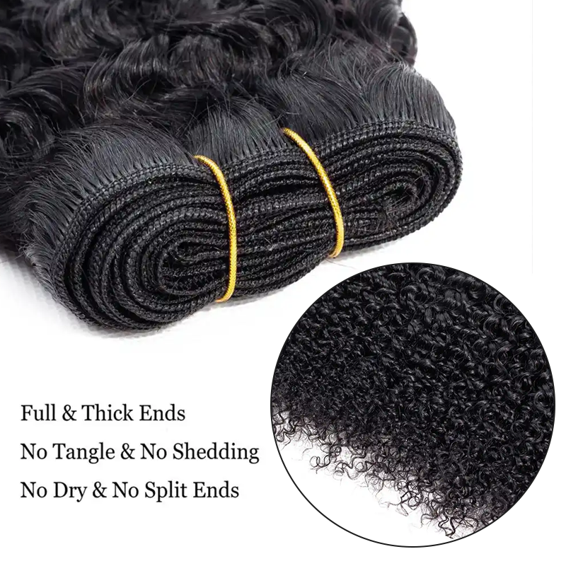 Double Drawn Raw Virgin Cuticle Aligned Curly Wave Human Hair Bundles