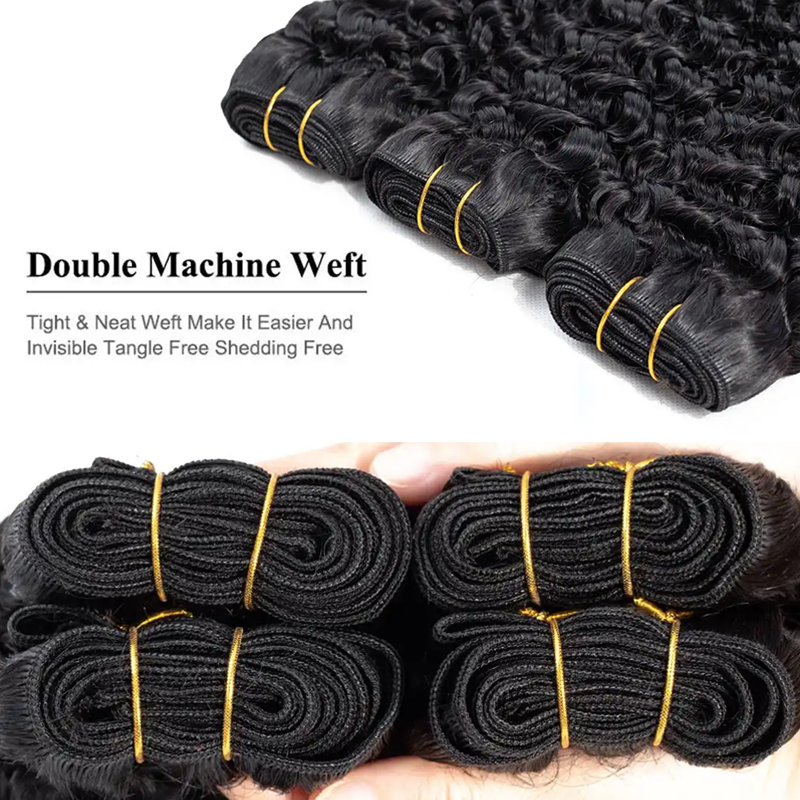 Double Drawn Raw Virgin Cuticle Aligned Curly Wave Human Hair Bundles