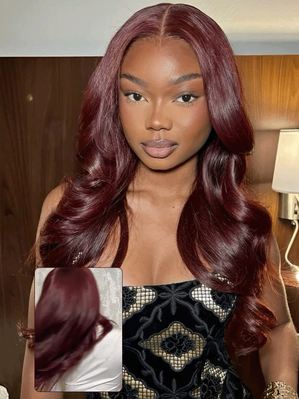 Raw Hair Layered Cut Wine Burgundy Loose Body Wave Wig Human Hair Wigs Sterly Hair - sterlyhair