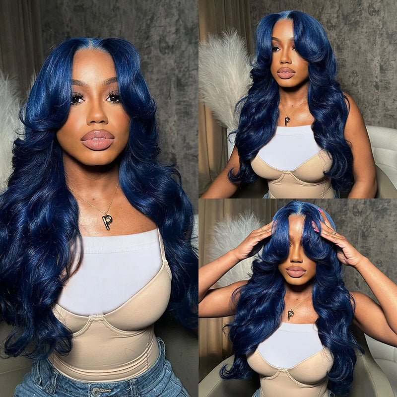 Raw Hair Wig | Undetactable HD Lace Midnight Blue Body Wave Human Hair Wigs - sterlyhair