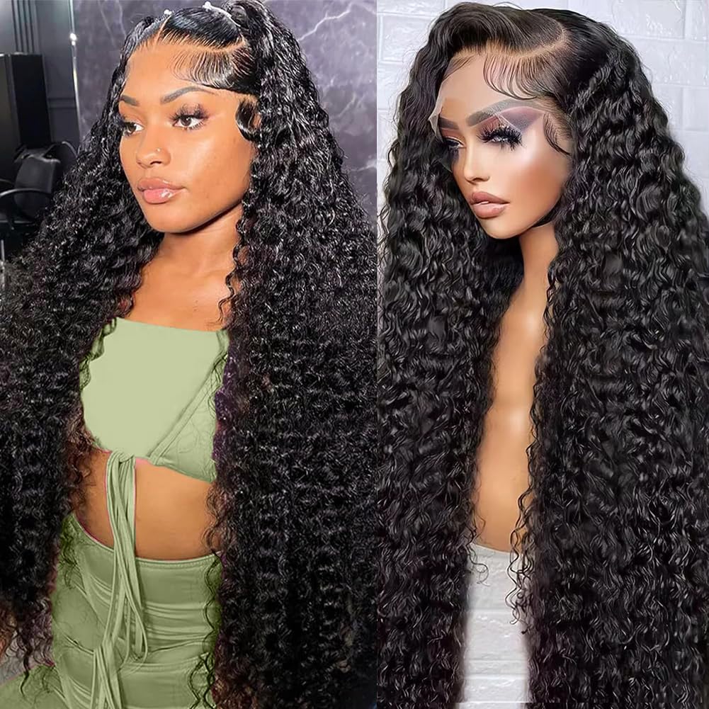 Premium Super Double Drawn Human Hair Wigs 13×6 Lace Frontal Deep Wave Wig 250% Density - sterlyhair