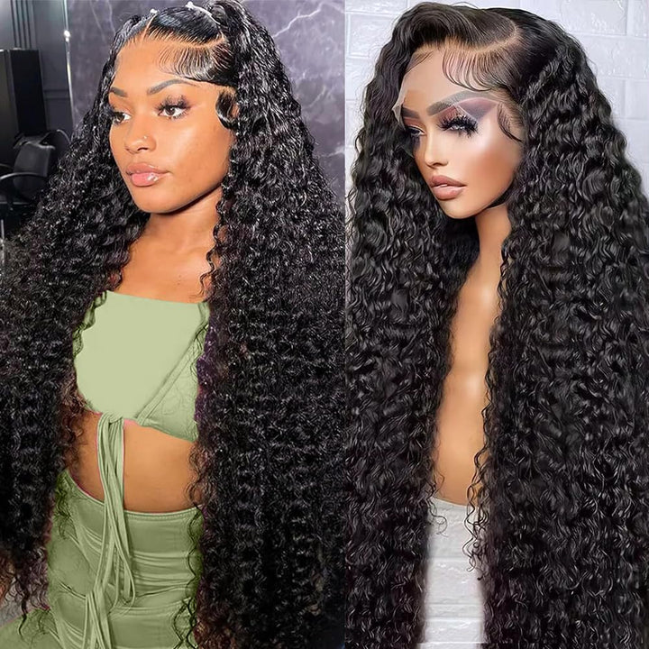 Premium Super Double Drawn Human Hair Wigs 13×6 Lace Frontal Deep Wave Wig 250% Density - sterlyhair