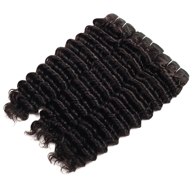 Double Drawn Raw Virgin Cuticle Aligned Deep Wave Human Hair Bundles