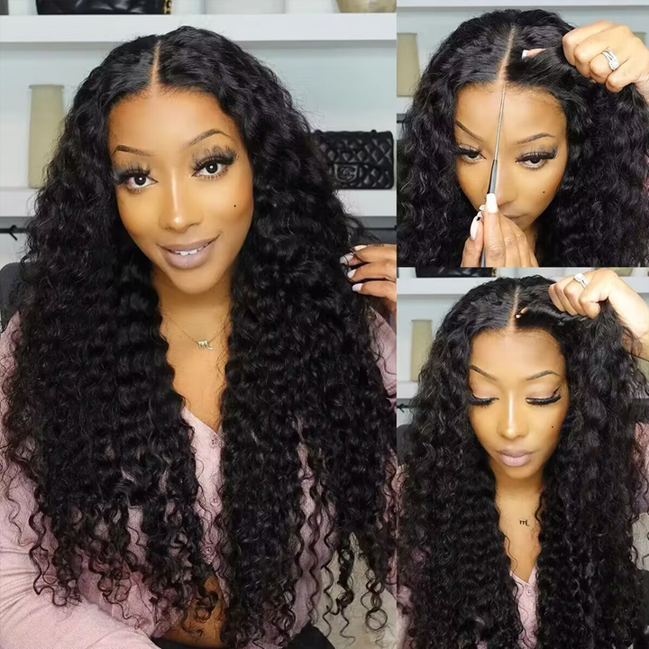 Pre-cut 9x6 Lace M-cap Wear Go Glueless Mini Knots Deep Wave HD Lace Front Wig Pre-plucked - sterlyhair