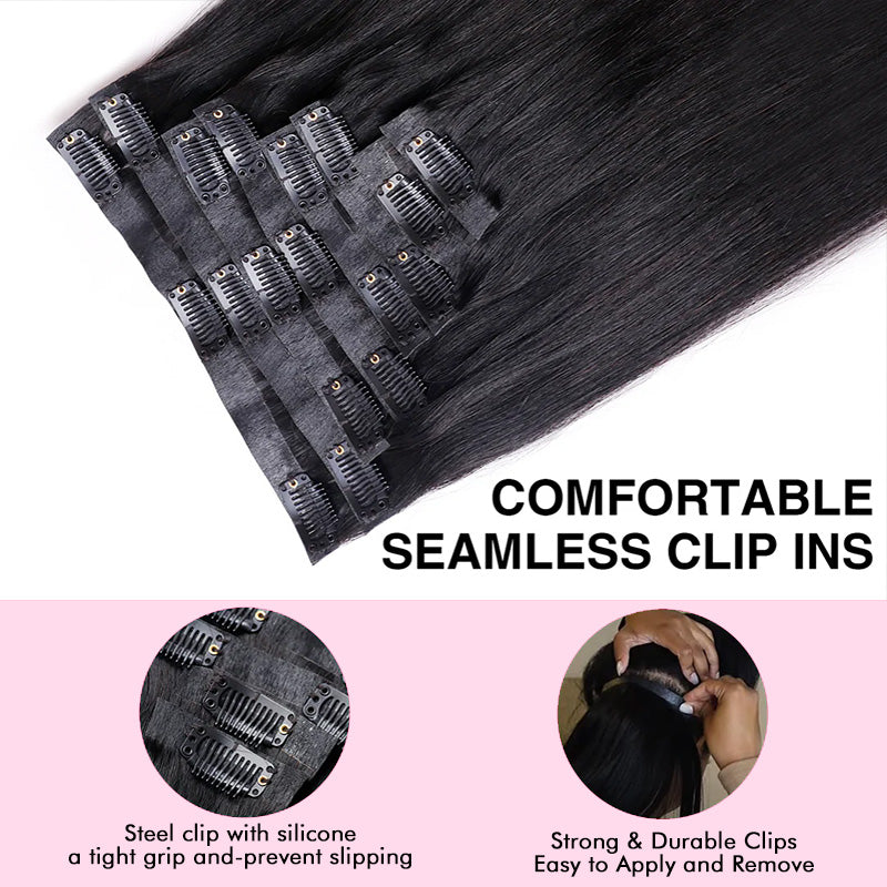 Raw Hair Clip In | Burmese Curly Invisi Edge Clip in Hair Extensions For Black Women 8pcs With 18 Clips