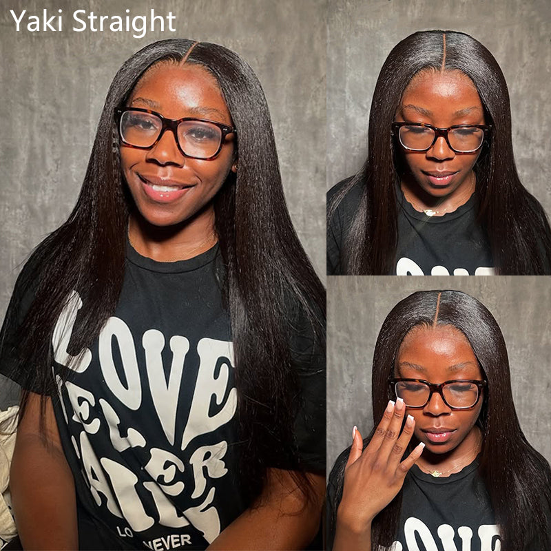 Protective V Part Glueless Yaki Straight / Kinky Straight Hair Wig 100% Human Hair (Last Pieces Left)