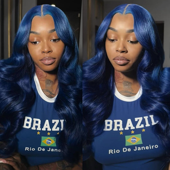 Raw Hair Wig | Undetactable HD Lace Midnight Blue Body Wave Human Hair Wigs - sterlyhair