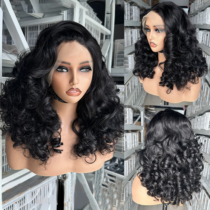 Super Double Drawn Vietnamese Raw Hair Bouncy Curls Hair Funmi Wig 13×6 Lace Frontal Wigs - sterlyhair