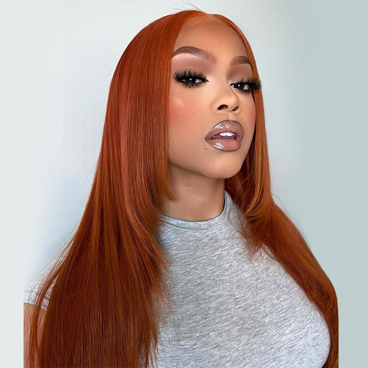 Affordable Ginger Layered Straight Human Hair Wig Wear Go Glueless Wig Sterly Hair