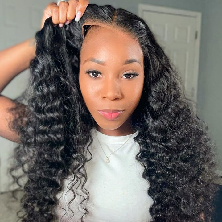 Sterly Glueless 13x6 Deep Wave Wig HD Lace Drawstring Human Hair Wigs - sterlyhair