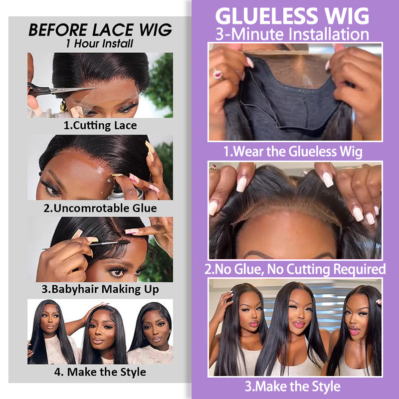 Ready to Go Wigs | 6x5 / 9x6 Glueless Straight Hair Wig Pre-Cut Lace & Pre Bleached | Flash Sale