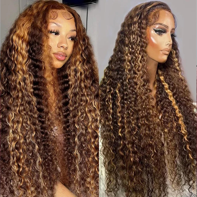 Highlight Deep Wave Wig Premium Super Double Drawn 13×6 Lace Human Hair Wig 250% Density - sterlyhair