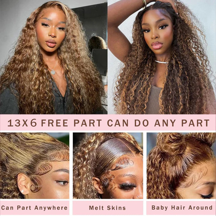 Highlight Deep Wave Wig Premium Super Double Drawn 13×6 Lace Human Hair Wig 250% Density - sterlyhair