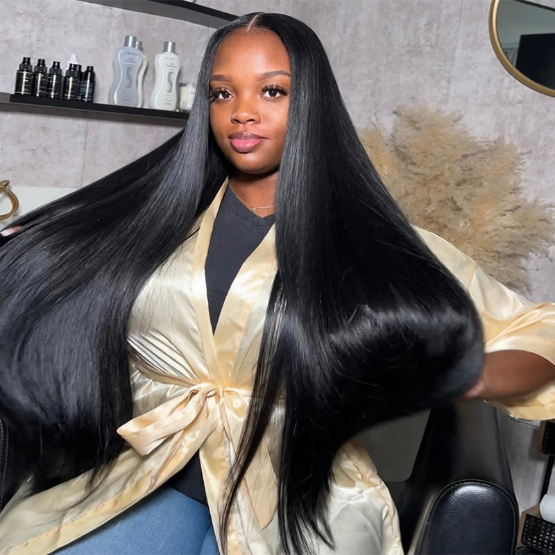 Affordable #1 Jet Black Straight Hair Wig 13x6 Lace Front Human Hair Wigs Sterly Hair - sterlyhair