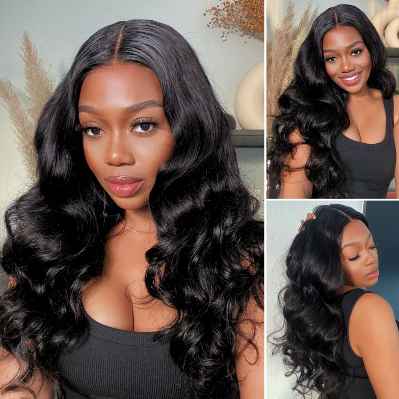 #1 Jet Black Hair Wig 5×5 Lace Body Wave Human Hair Wigs