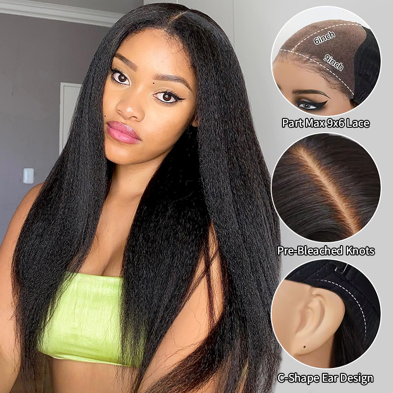 9x6 Lace Parting Max Glueless Wig Natural Kinky Straight / Yaki Straight Ready to Go Wig - sterlyhair