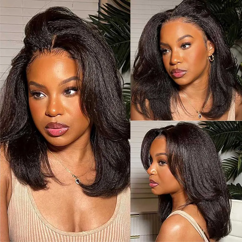 Kinky Straight Bob Human Hair Wig 7×6/13×6 HD Lace Glueless Short Wig - sterlyhair