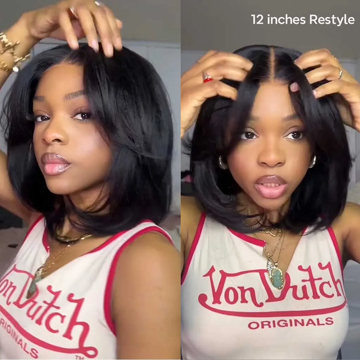 Kinky Straight Bob Human Hair Wig 7×6/13×6 HD Lace Glueless Short Wig - sterlyhair