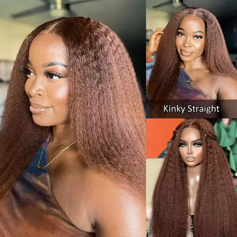 Chocolate Brown 360 Lace Frontal Wig Human Hair Wigs 180% Density 14-34inch