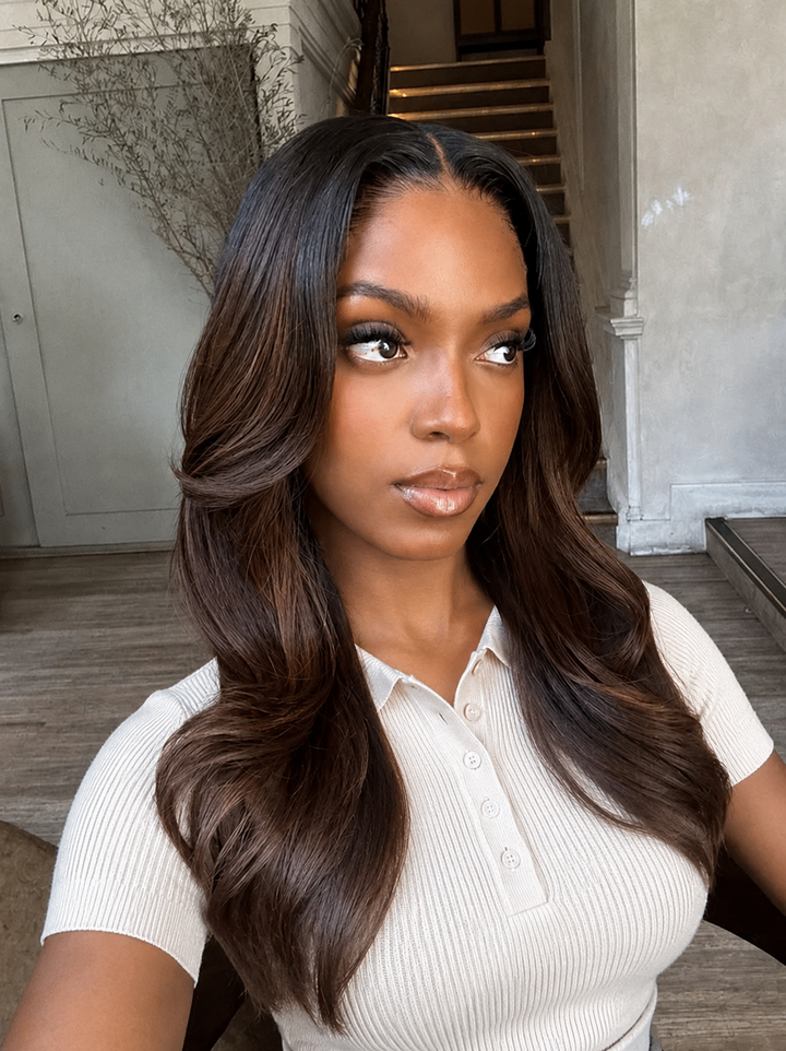 Layered Cut Yaki Loose Body Wave Wig Human Hair Wigs 220% Density