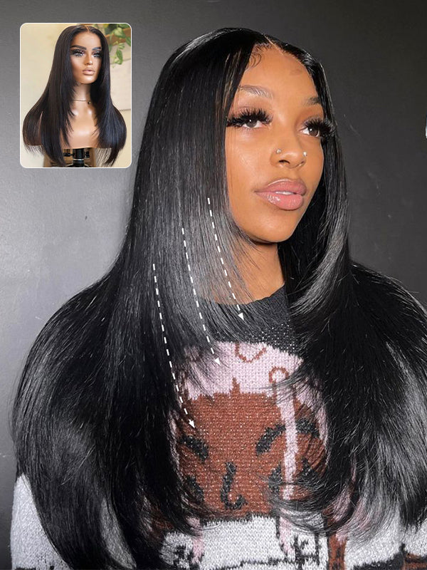 Layered Cut Trendy Jet Black Straight Short Wig Human Hair Wigs Sterly Hair - sterlyhair