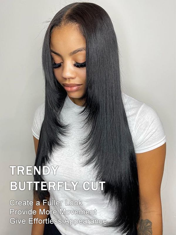 Layered Cut Trendy Jet Black Straight Short Wig Human Hair Wigs Sterly Hair