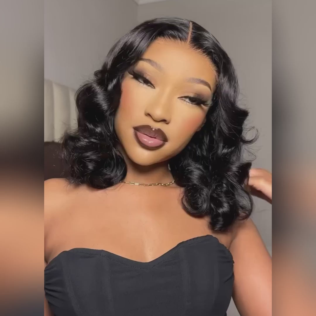 Affordable #1 Jet Black Human Hair Bob Wigs Loose Body Bob Wigs