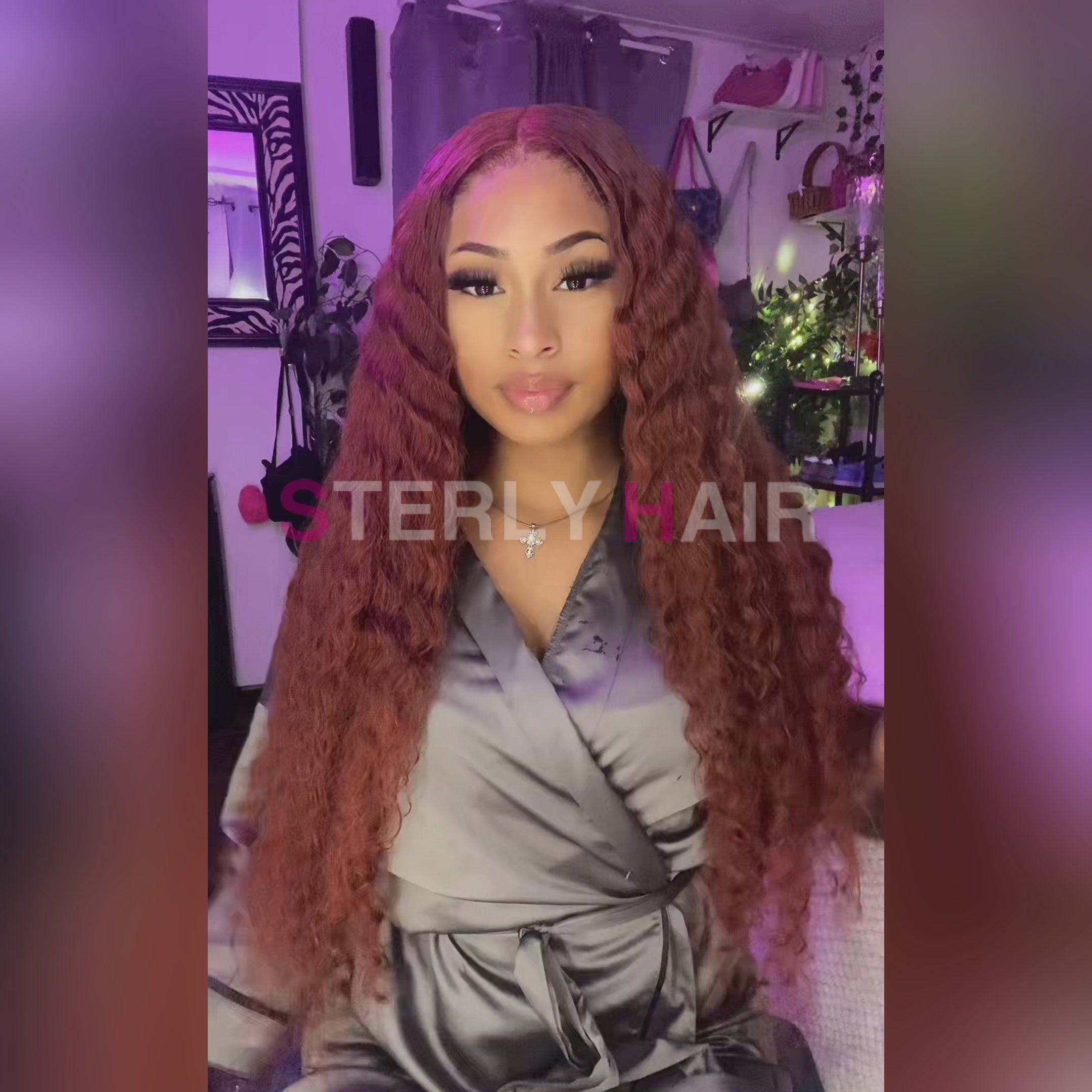 Affordable Reddish Brown /#99J Burgundy Deep Wave Wig Sterly 13×6 Full Lace Frontal Human Hair Wigs