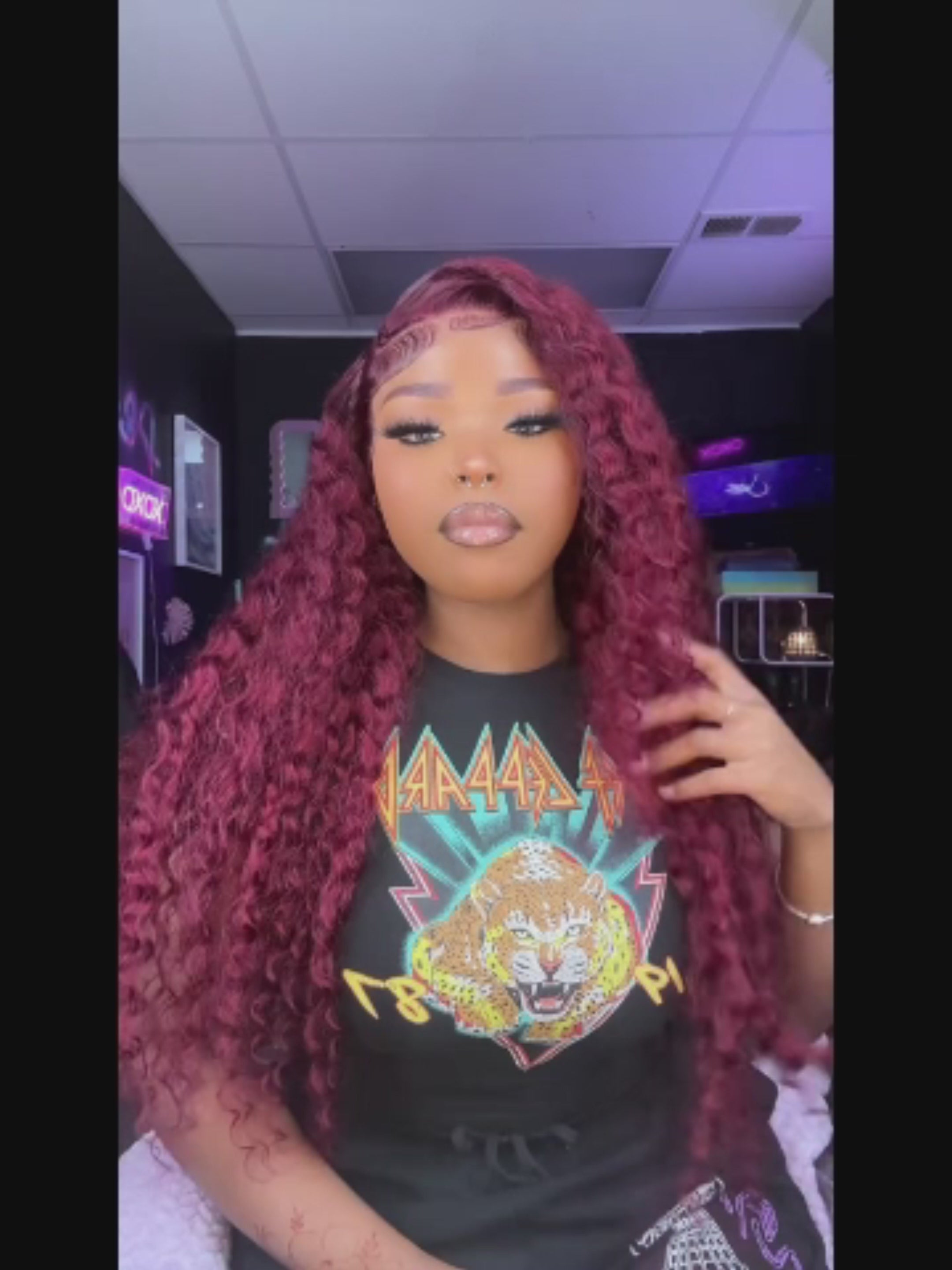 TikTok Hot | #99J Burgundy Deep Wave Wig Sterly 13×6 Full Lace Frontal Human Hair Wigs