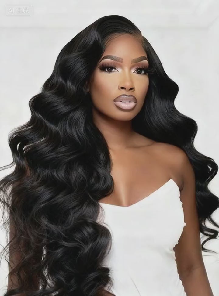 Perruque frontale en dentelle HD 13x6, cheveux humains ondulés, indétectables