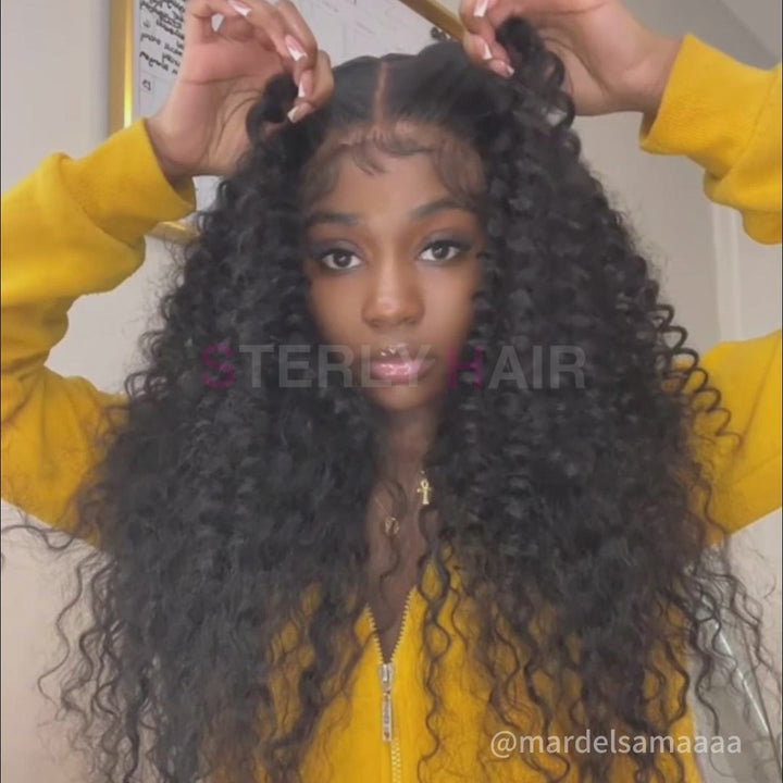 Sterly Water Wave Wear Go Glueless Pre-bleached Knots 6×4.5 Lace Front Human Hair Wigs