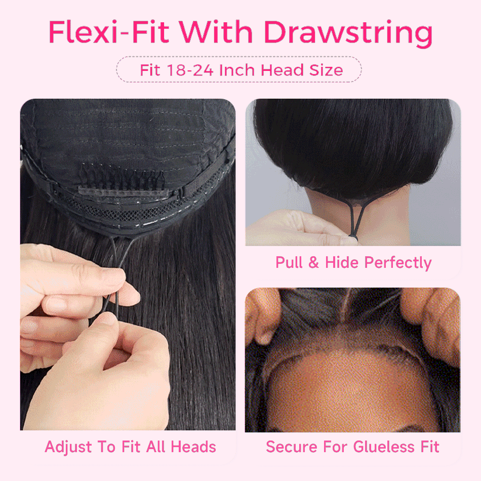 Glueless 13×6 Body Wave With Drawstring 100% Human Hair Wig Sterly Hair - sterlyhair
