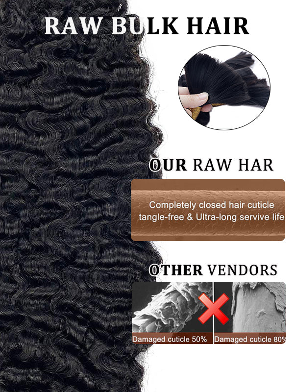 Raw Bulk Human Hair | Boho Braids Burmese Curly Hair Bulk For Braids 100% Human Hair Extensions 100g - sterlyhair