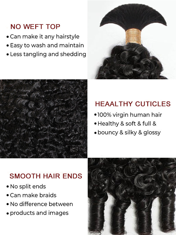 Raw Bulk Human Hair | Boho Braids Burmese Curly Hair Bulk For Braids 100% Human Hair Extensions 100g - sterlyhair