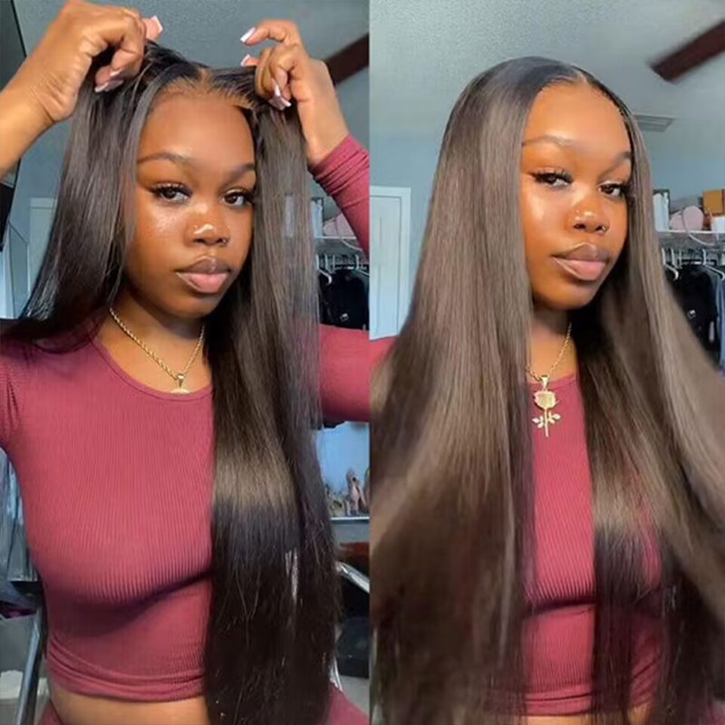 Glueless Straight Human Hair Wig 9x6 Lace Wig Pre Bleached Knots Ready to Go Wig