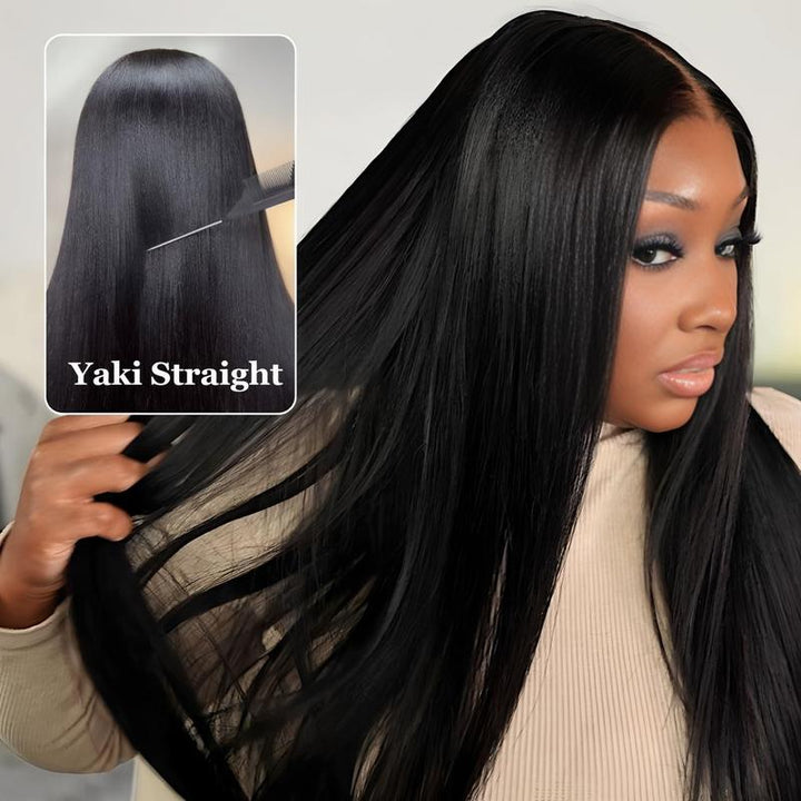 New Drawstring V Part Kinky Straight / Yaki Straight Wig No Leave Out And No Sew In Human Hair Wigs - sterlyhair