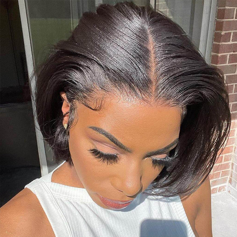Sterly Yaki Straight Bob Human Hair Wig 7×6/13×6 HD Lace Glueless Short Wig