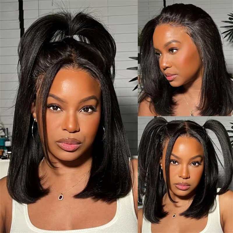 Sterly Yaki Straight Bob Human Hair Wig 7×6/13×6 HD Lace Glueless Short Wig - sterlyhair