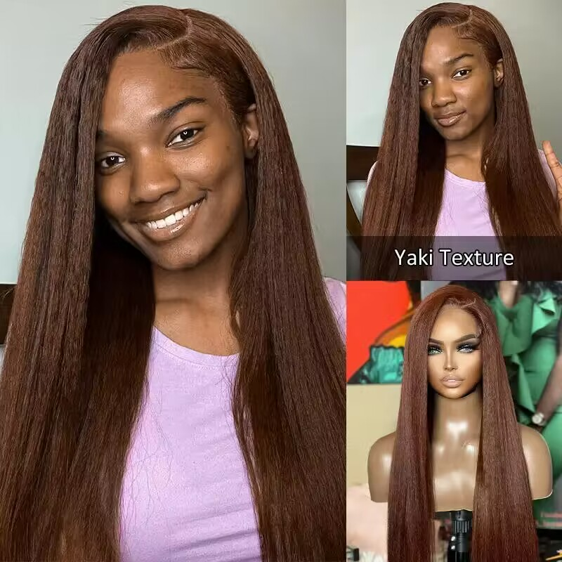 Chocolate Brown 360 Lace Frontal Wig Human Hair Wigs 180% Density 14-34inch