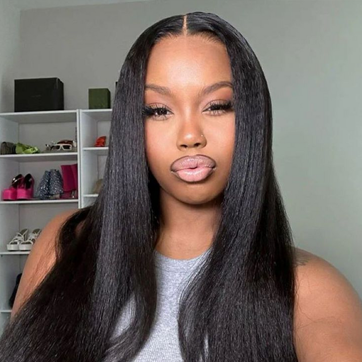 Affordable Glueless 7×6 Lace Yaki Straight Human Hair Wig Sterly Hair - sterlyhair