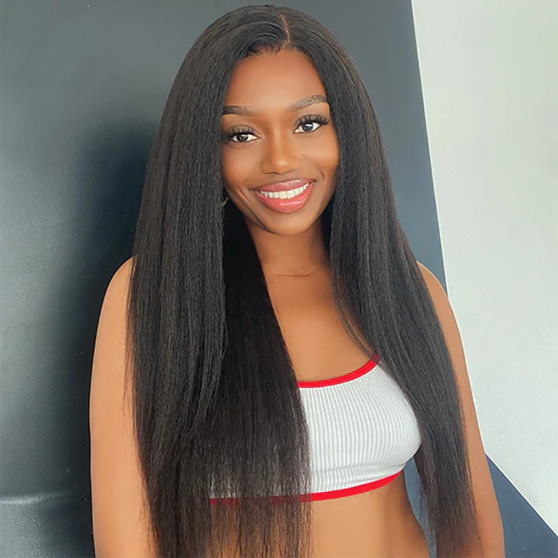 Affordable Glueless 7×6 Lace Yaki Straight Human Hair Wig Sterly Hair - sterlyhair