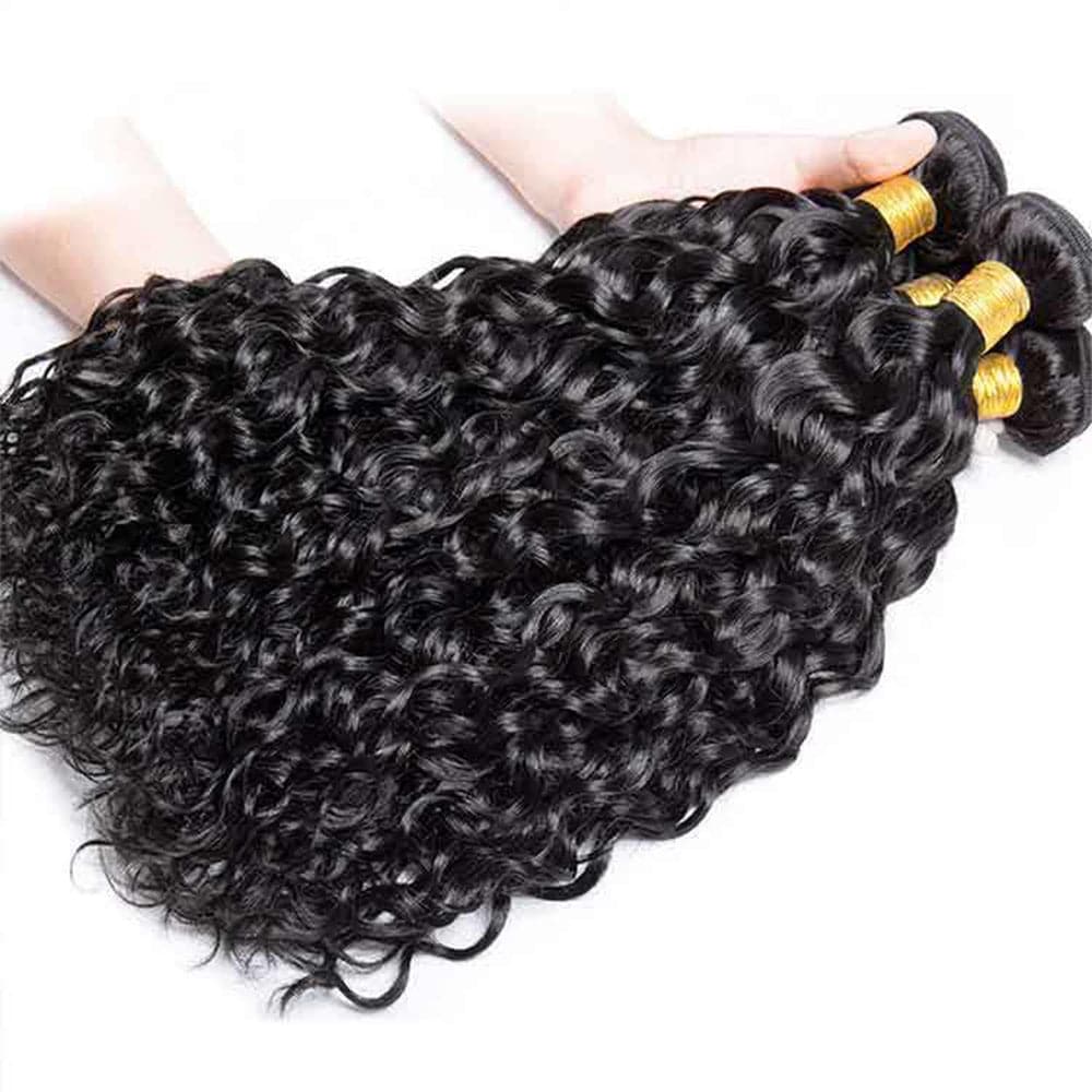 Sterly Hair Water Wave 3 Bundles Virgin Human Hair With 13×4 Ear to Ear Lace Frontal