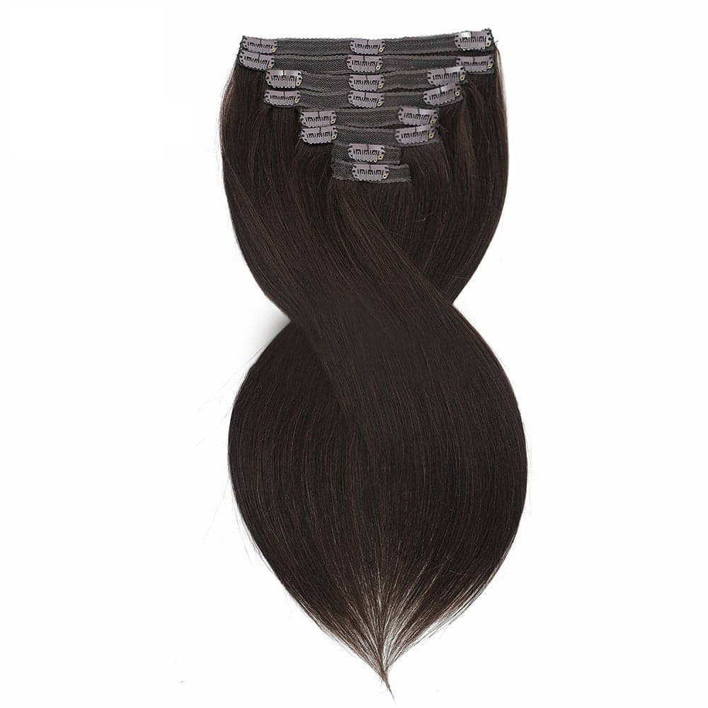 Sterly #2 Dark Brown Straight Clip-in Human Hair 8 Pices With 18 Clips 120g