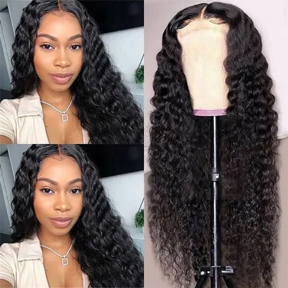 Sterly 5x5 HD Lace Closure Wigs Human Hair Transparent Lace Deep Wave Wig